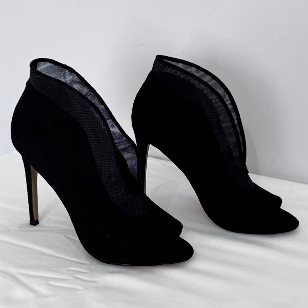 Bebe high heel suede ankle booties, black size 9